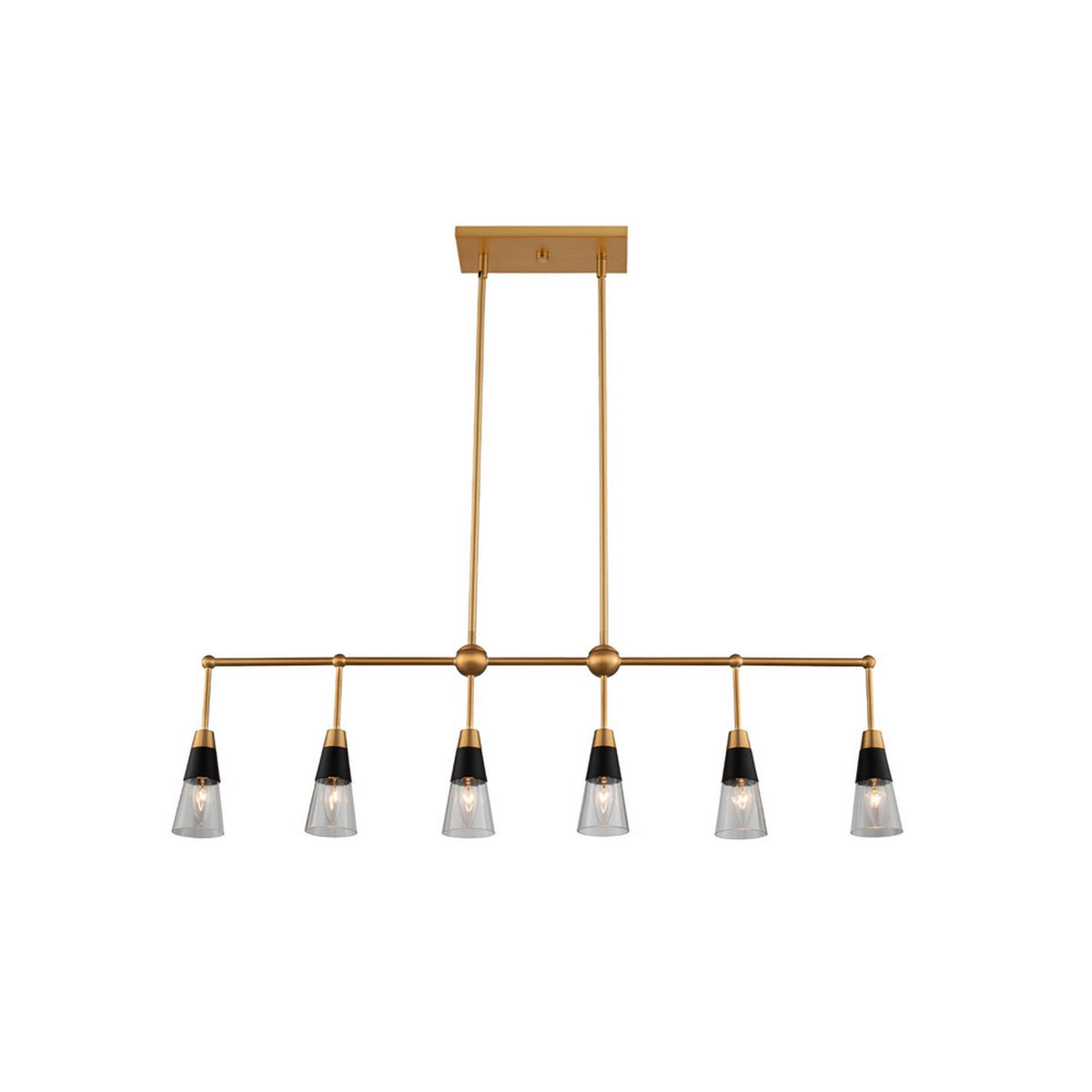 20'' Ponti 6 Light Matte Black w/ New Brass Linear Pendant