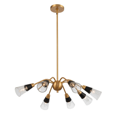 17'' Ponti 7 Light Matte Black w/ New Brass Chandelier