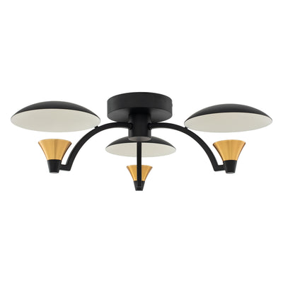 6'' Redding 3 Light Matte Black w/ Winter Brass Semi-Flush Mount