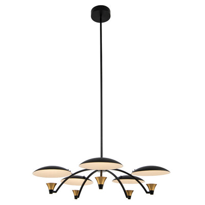 16'' Redding 5 Light Matte Black w/ Winter Brass Chandelier