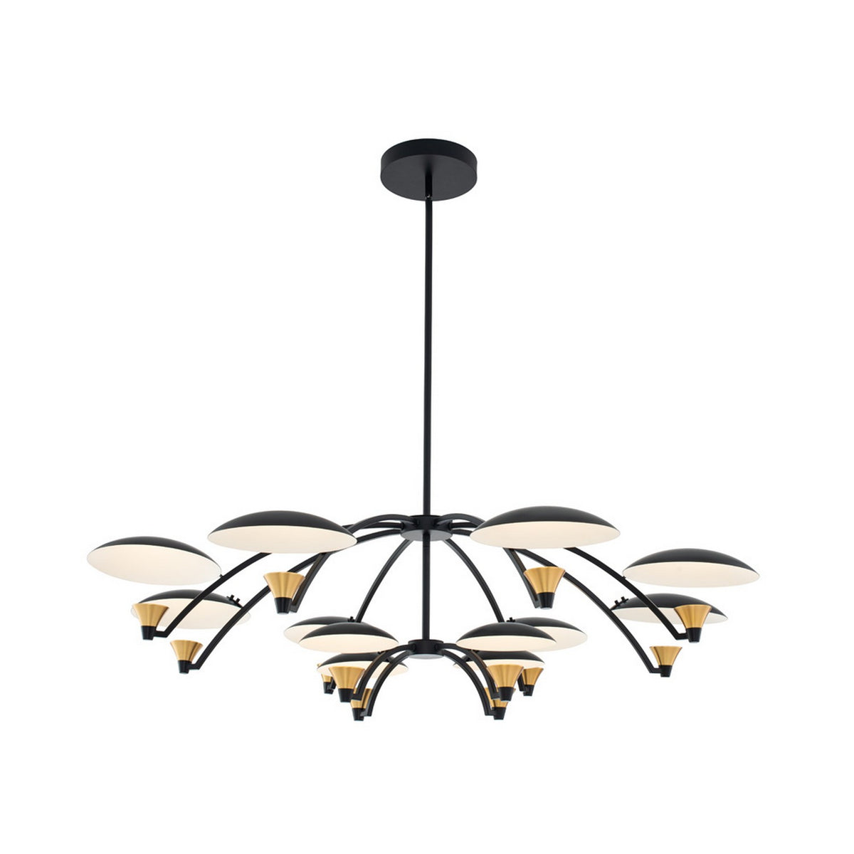 22'' Redding 12 Light Matte Black w/ Winter Brass Tiered Chandelier