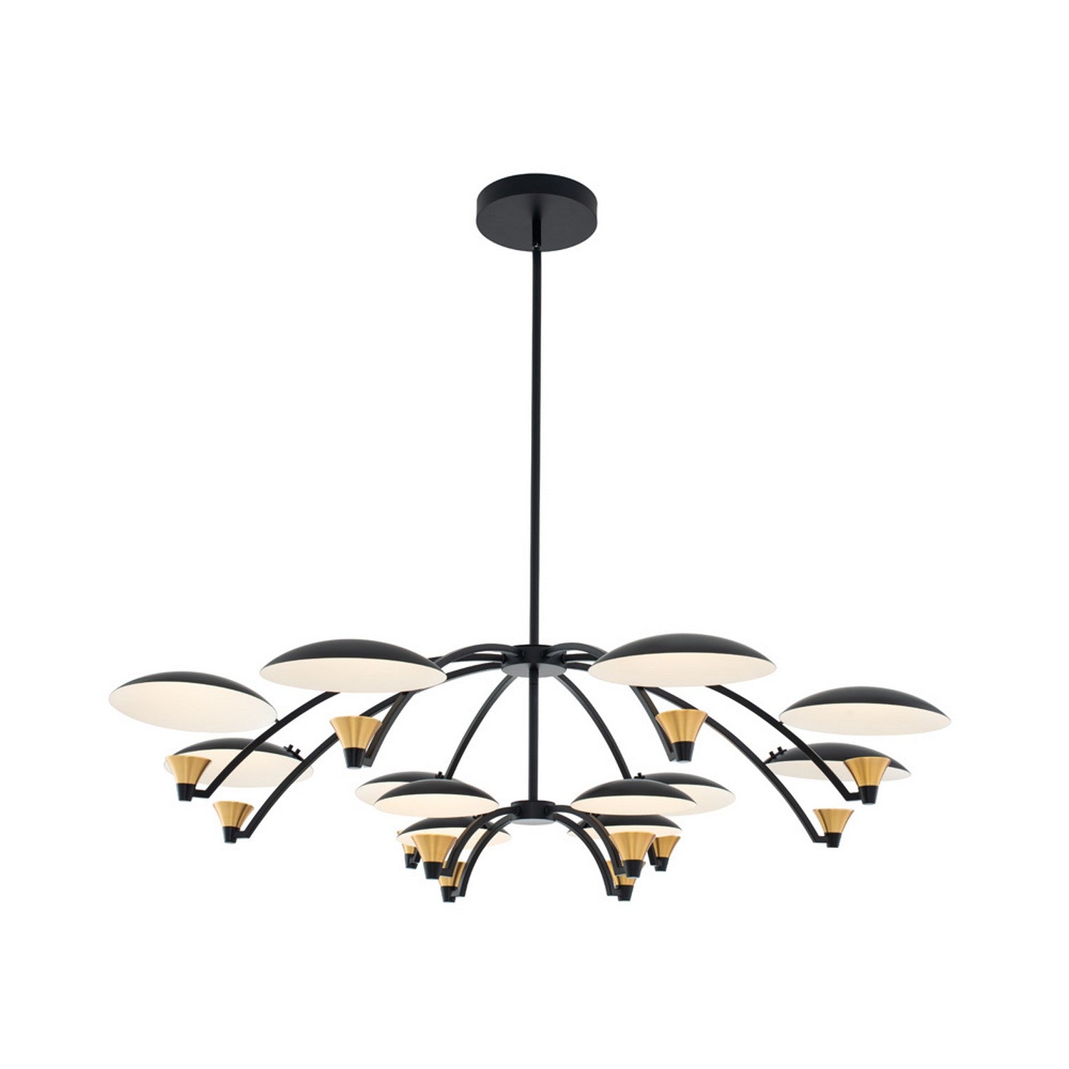 22'' Redding 12 Light Matte Black w/ Winter Brass Tiered Chandelier