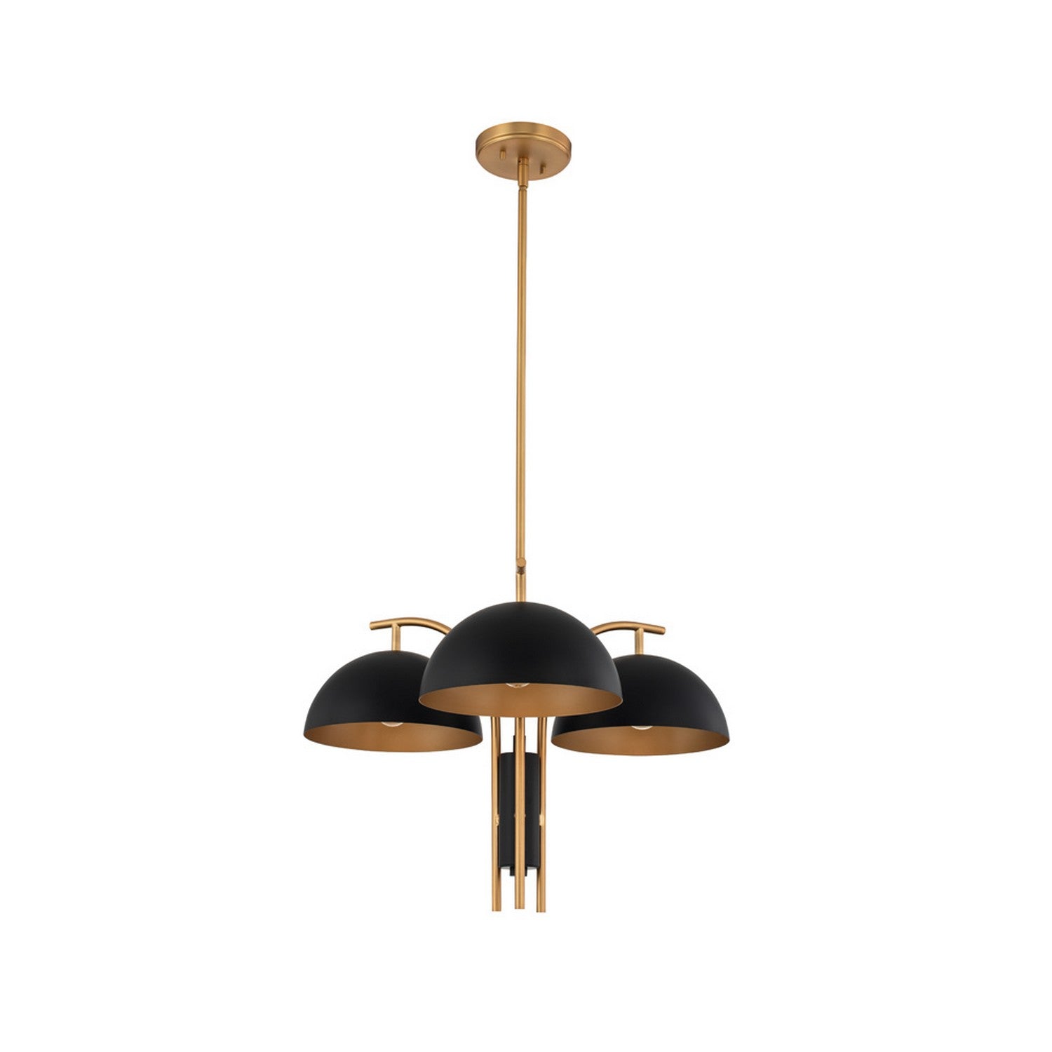 18'' Marcel 3 Light Matte Black w/ New Brass Chandelier
