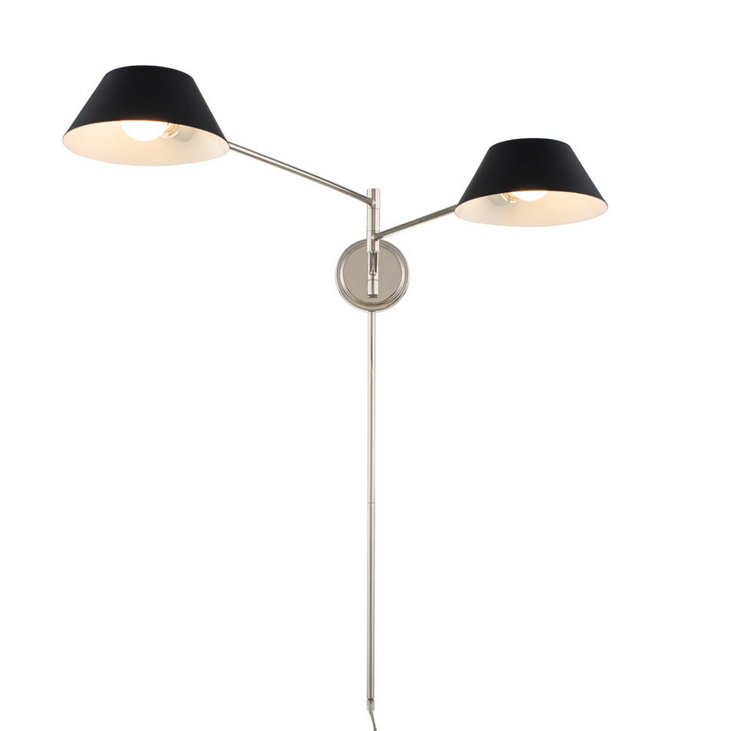 7'' Bruno 2 Light Matte Black w/ Polished Nickel Wall Sconce