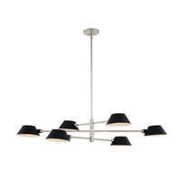 17'' Bruno 6 Light Matte Black w/ Polished Nickel Linear Pendant