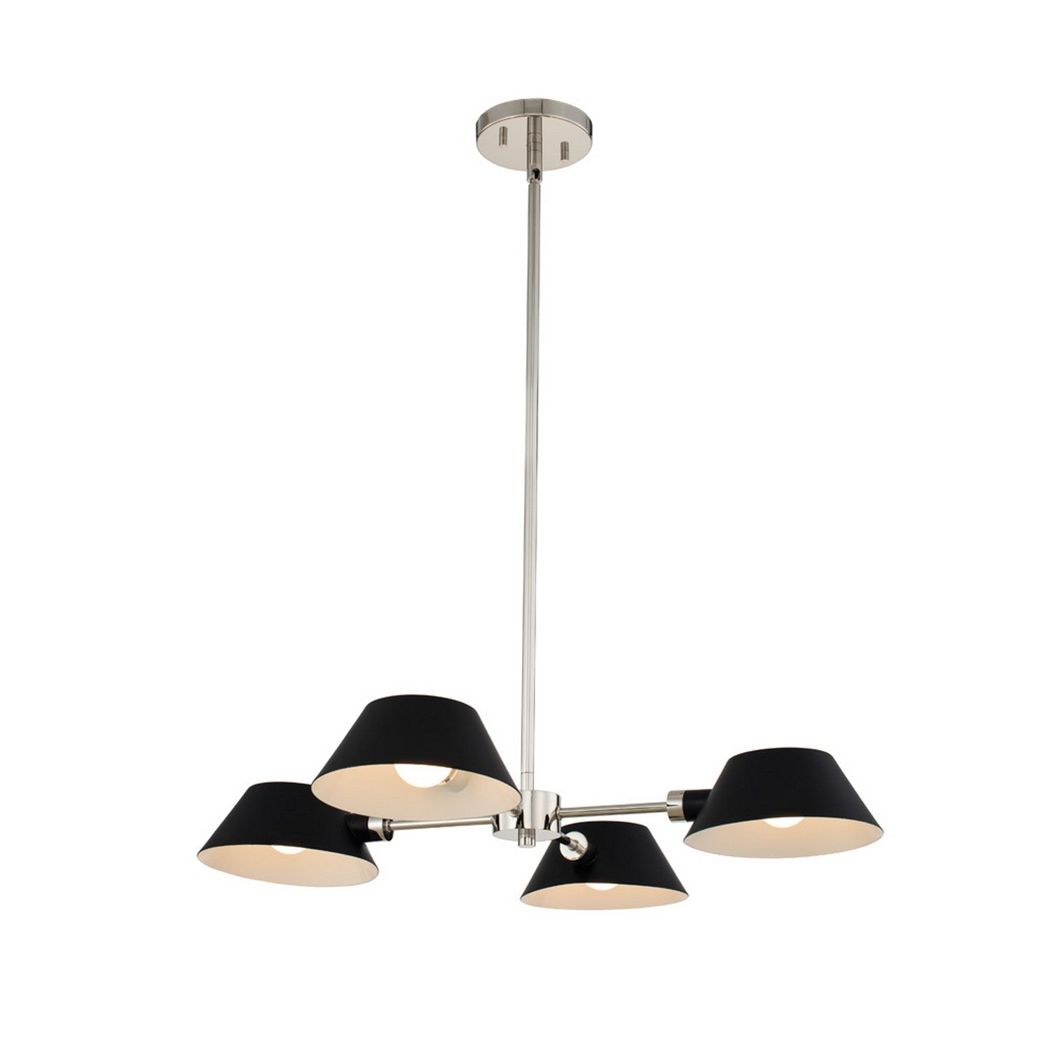 12'' Bruno 4 Light Matte Black w/ Polished Nickel Chandelier