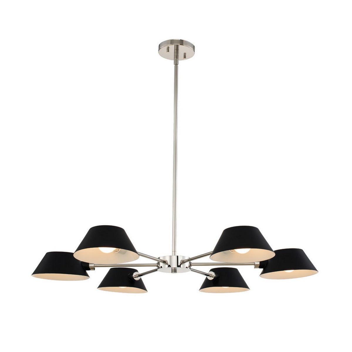 12'' Bruno 6 Light Matte Black w/ Polished Nickel Chandelier