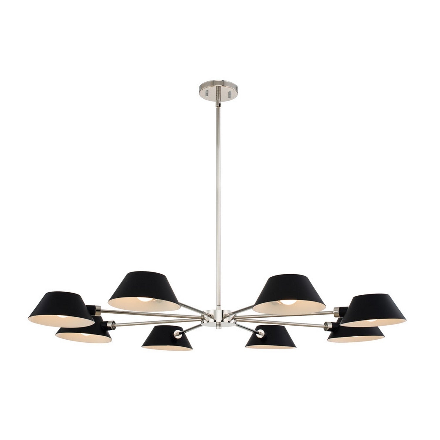 12'' Bruno 8 Light Matte Black w/ Polished Nickel Chandelier