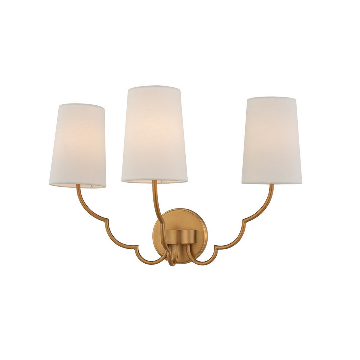22'' Sophia 3 Light New Brass Wall Sconce