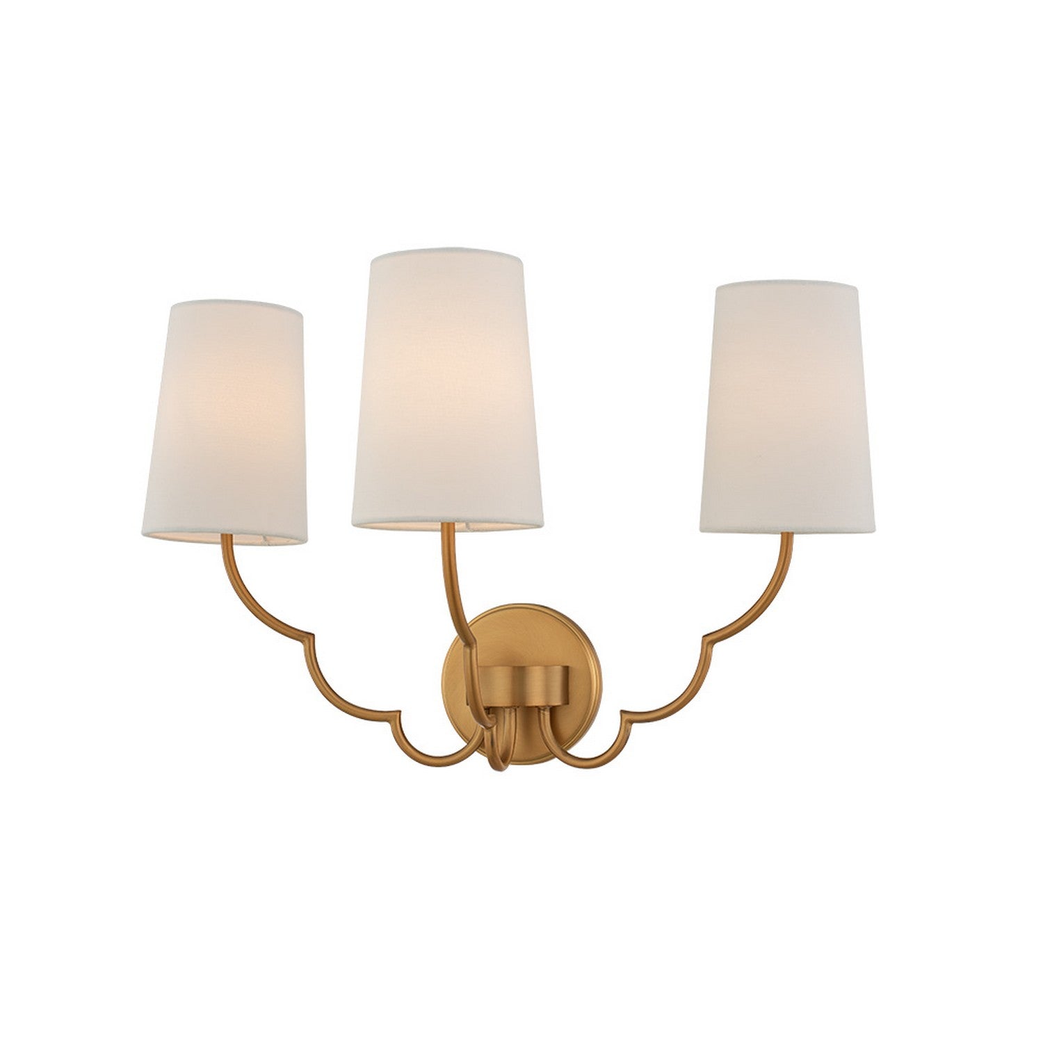 22'' Sophia 3 Light New Brass Wall Sconce