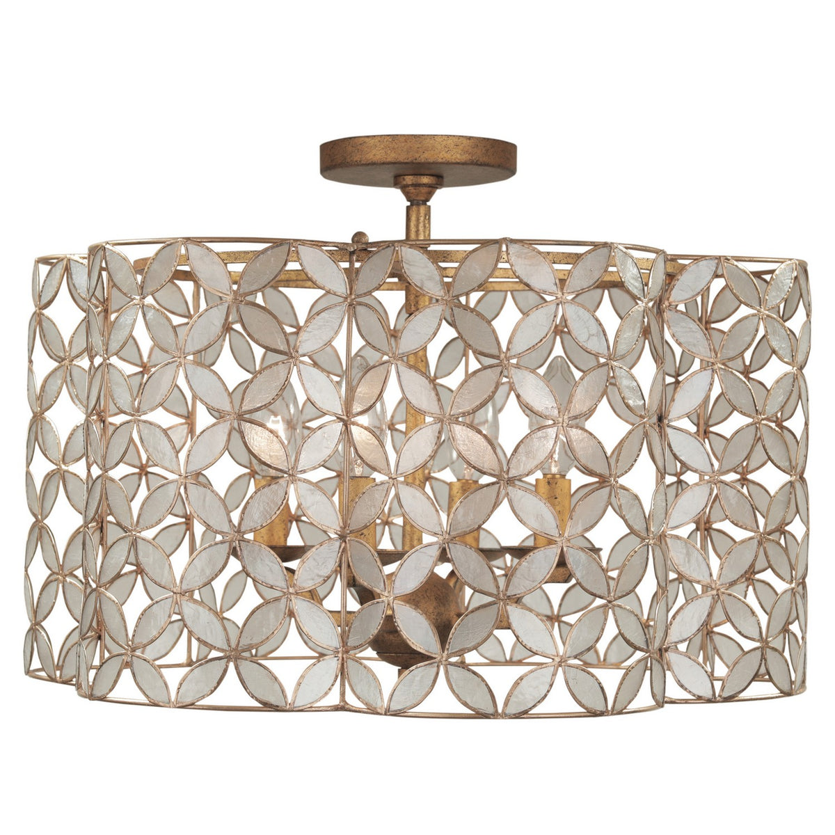 15'' Maurelle 4 Light Oxidized Gold Leaf Semi-Flush Mount
