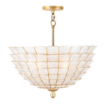 21'' Samal 4 Light Oxidized Gold Leaf Pendant