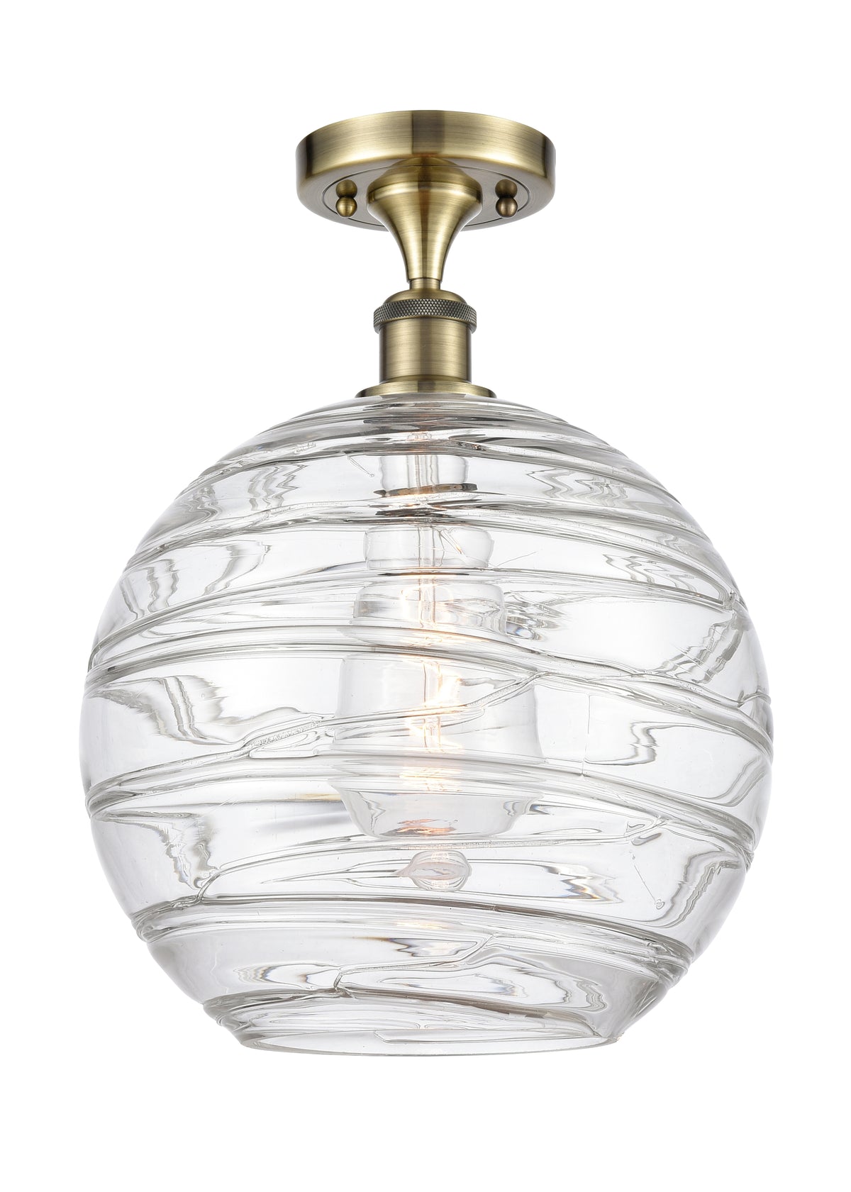 Athens Deco Swirl 12-Inch 1-Light Semi-Flush Mount 14.625-Inch High