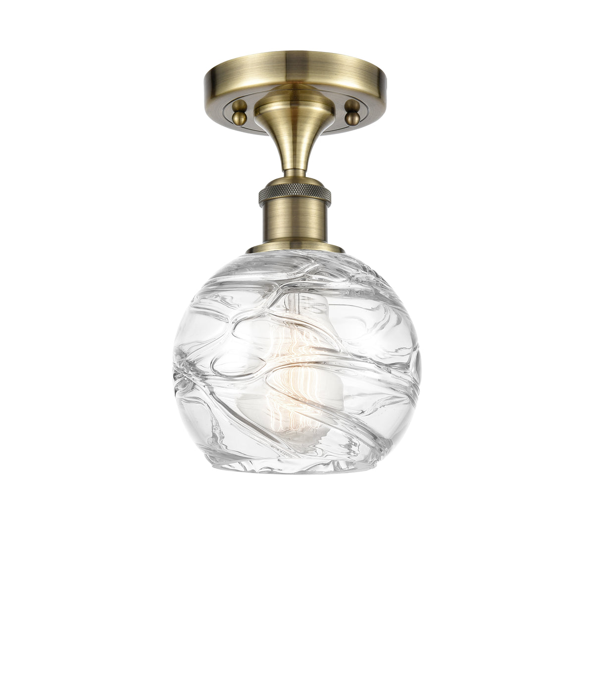 Athens Deco Swirl 6-Inch 1-Light Semi-Flush Mount 9.375-Inch High