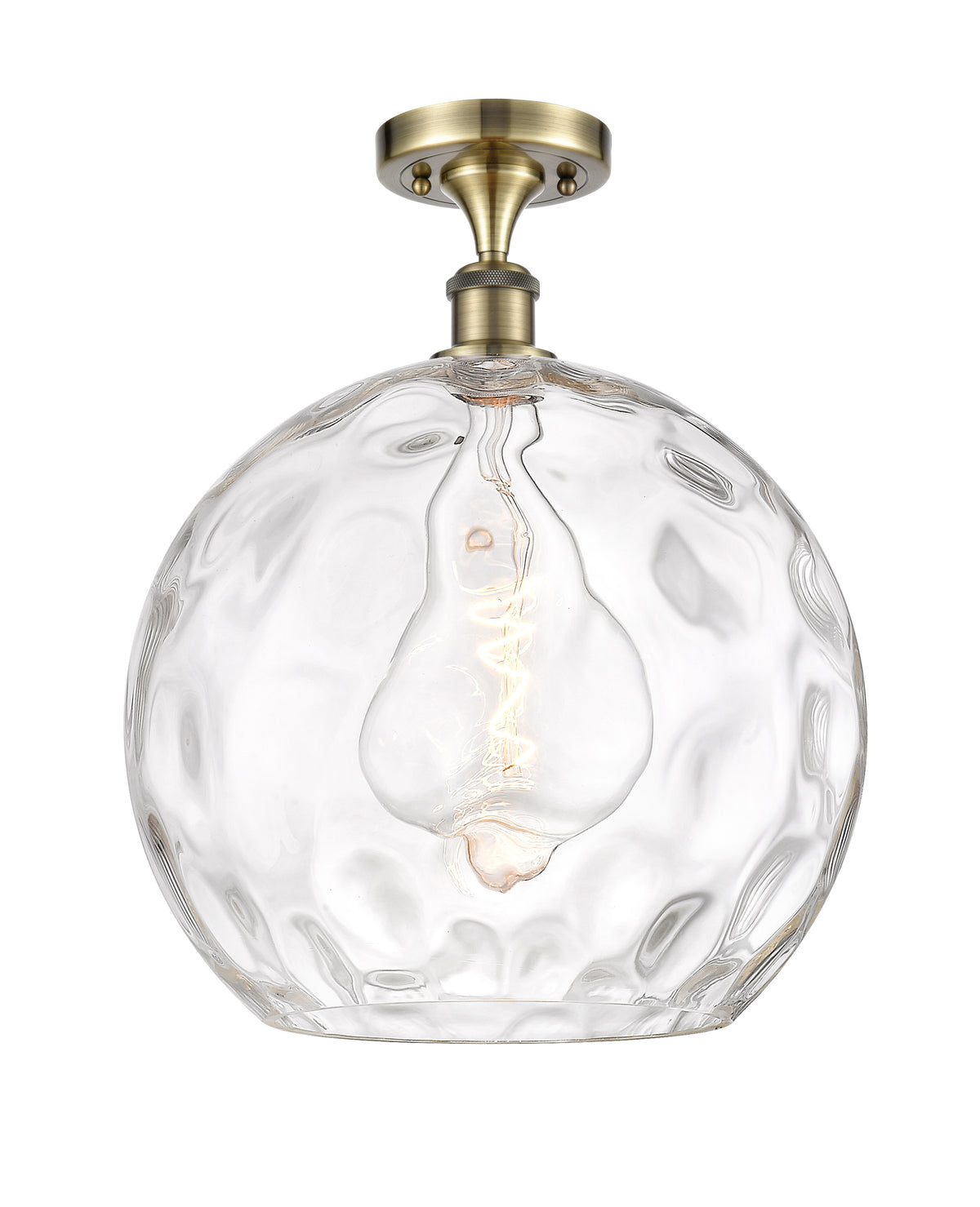 Athens Water Glass 13-Inch 1-Light Semi-Flush Mount with LED Bulb