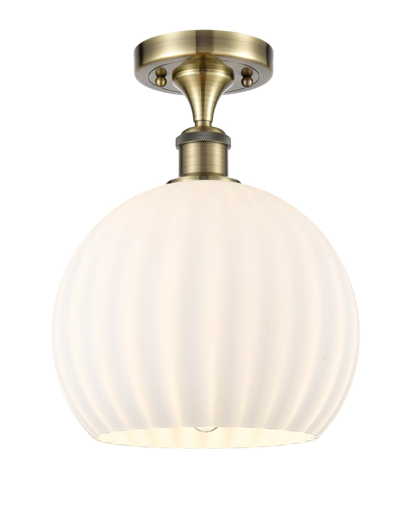 Ballston Semi-Flush Mount White Glass Brass