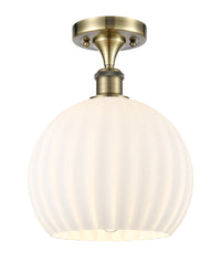 Ballston Semi-Flush Mount White Glass Brass