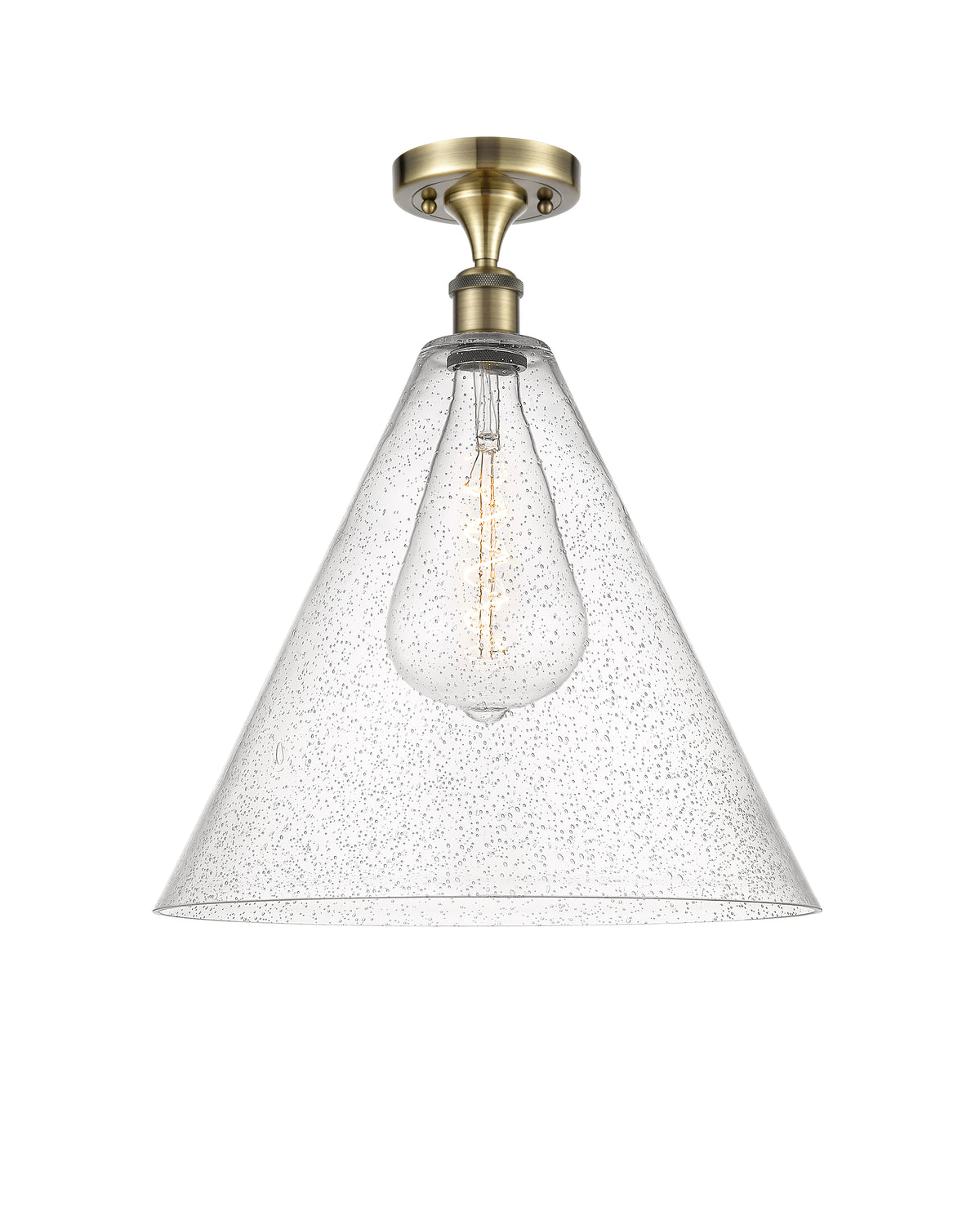 Berkshire Glass 16-Inch 1-Light Semi-Flush Mount with LED Bulb