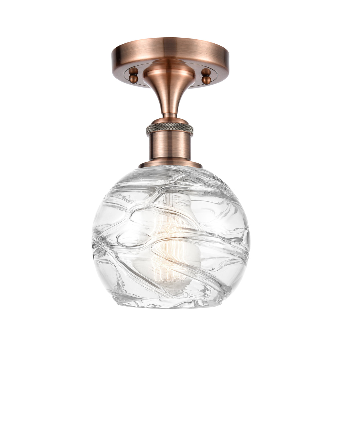 Athens Deco Swirl 6-Inch 1-Light Semi-Flush Mount 9.375-Inch High