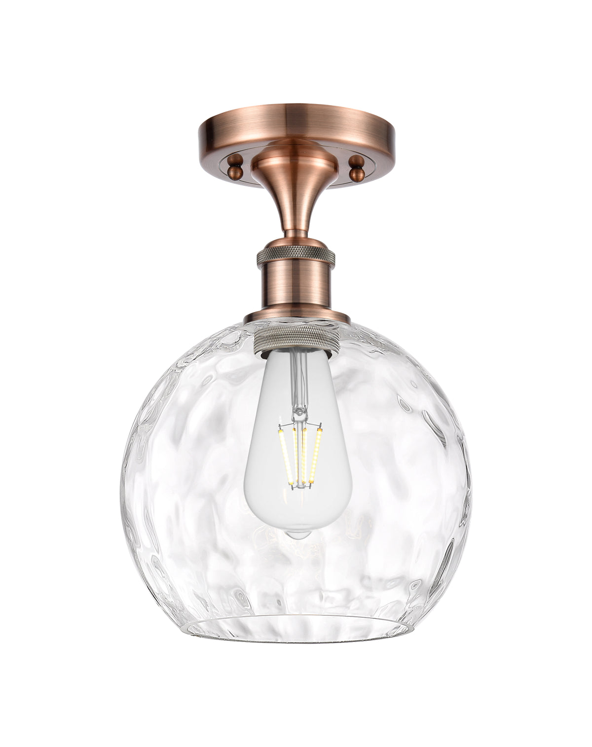 Athens Water Glass 8-Inch 1-Light Semi-Flush Mount with LED Bulb
