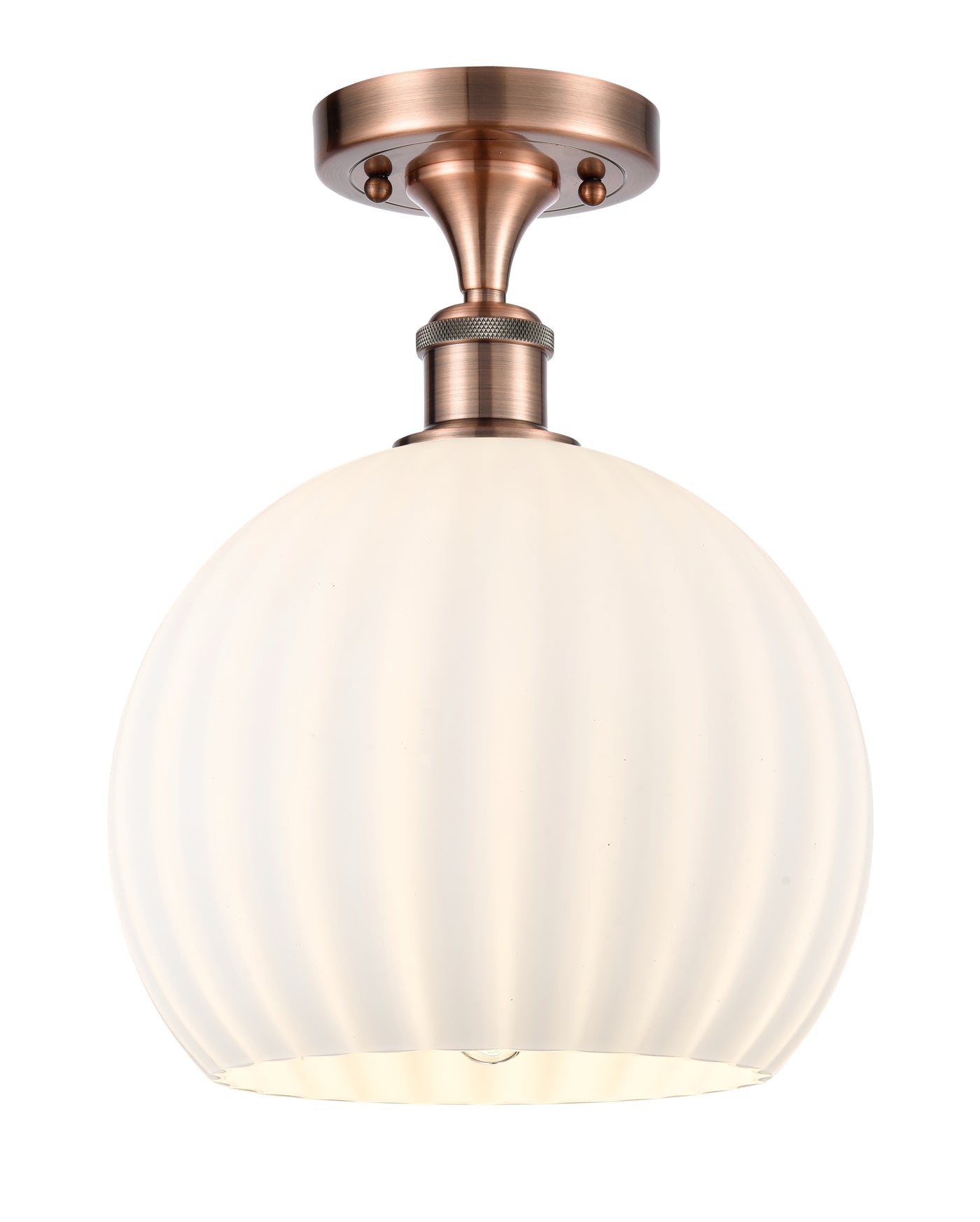 Ballston Semi-Flush Mount White Glass Brass