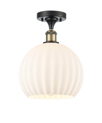 Ballston Semi-Flush Mount White Glass Brass