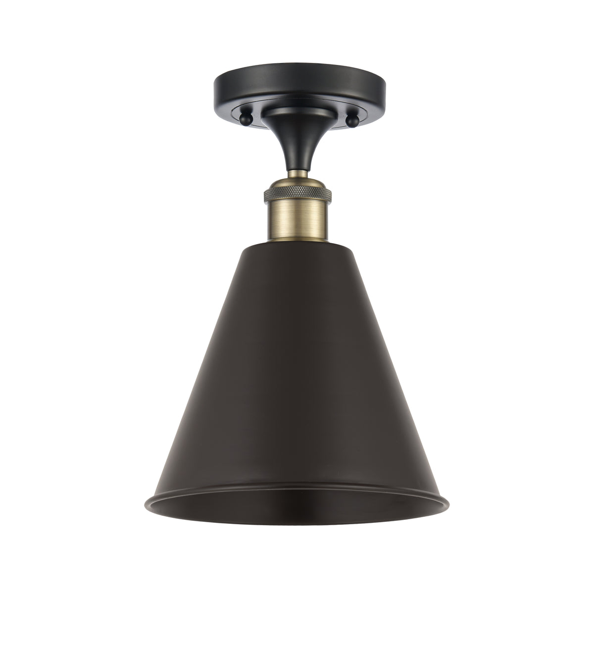 Berkshire Metal 8-Inch 1-Light Semi-Flush Mount 11.25-Inch High