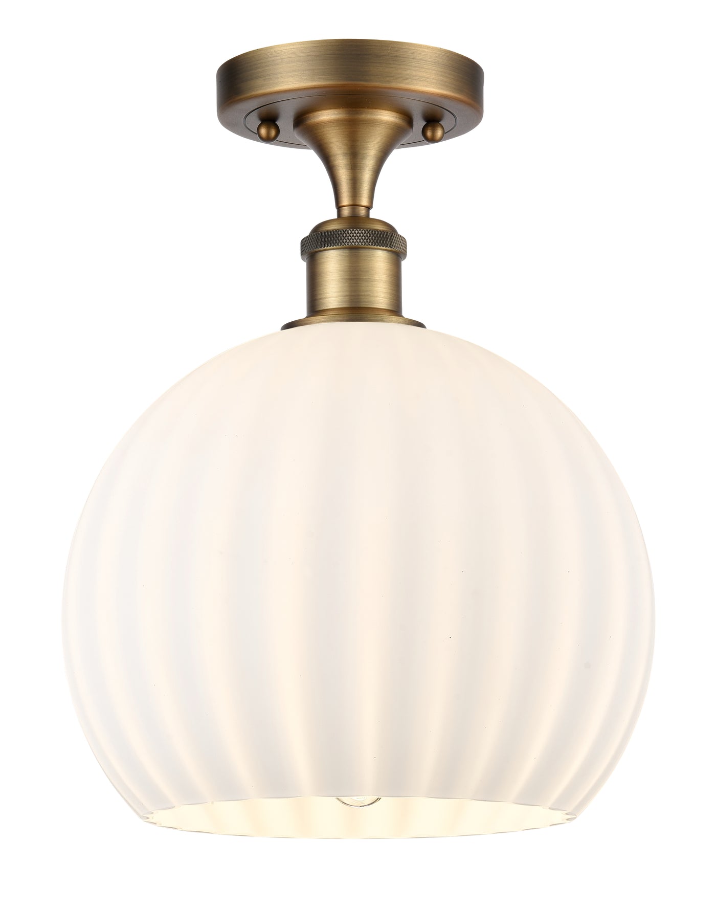 Ballston Semi-Flush Mount White Glass Brass