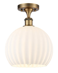 Ballston Semi-Flush Mount White Glass Brass
