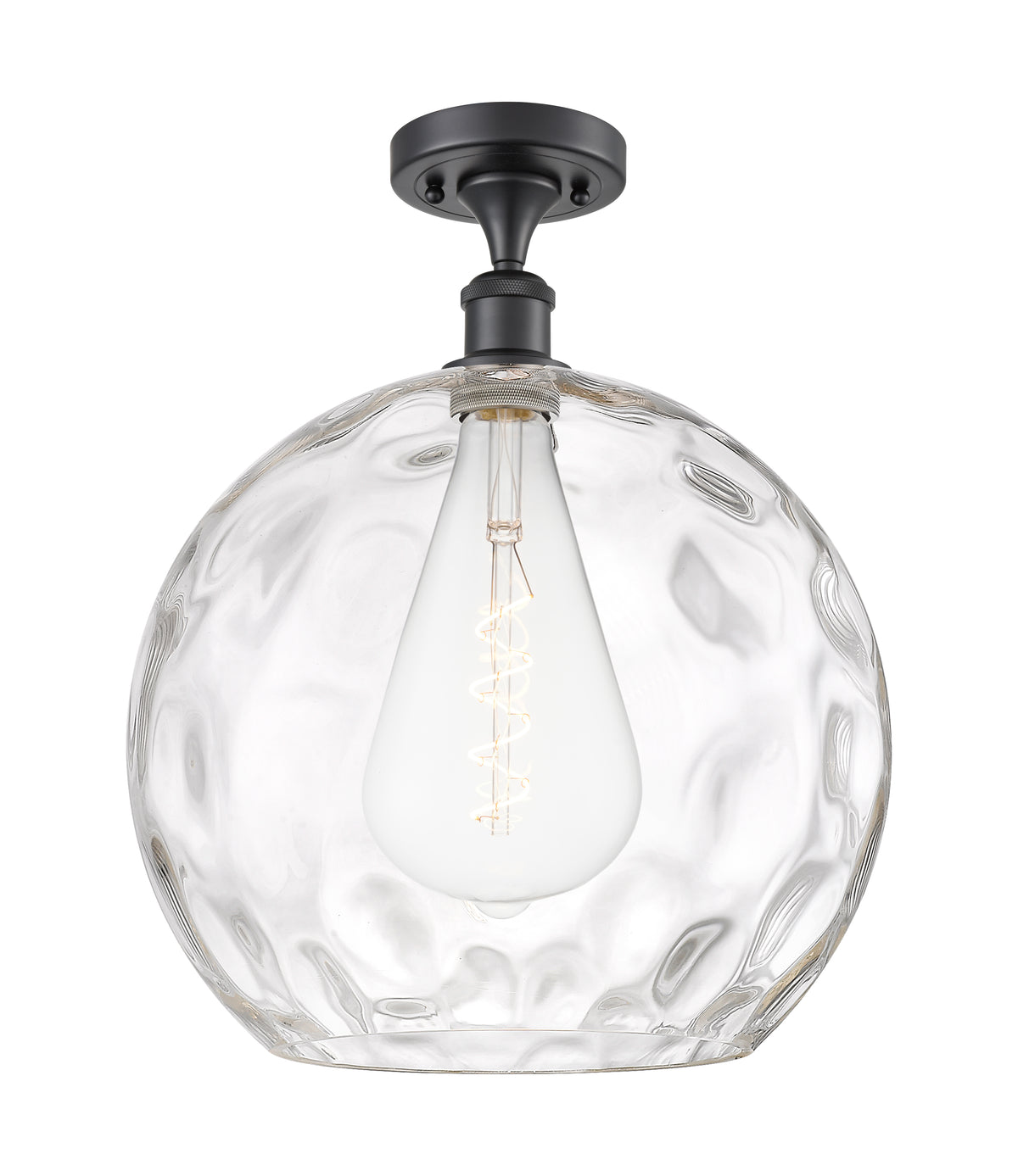 Athens Water Glass 13-Inch 1-Light Semi-Flush Mount 16.375-Inch High