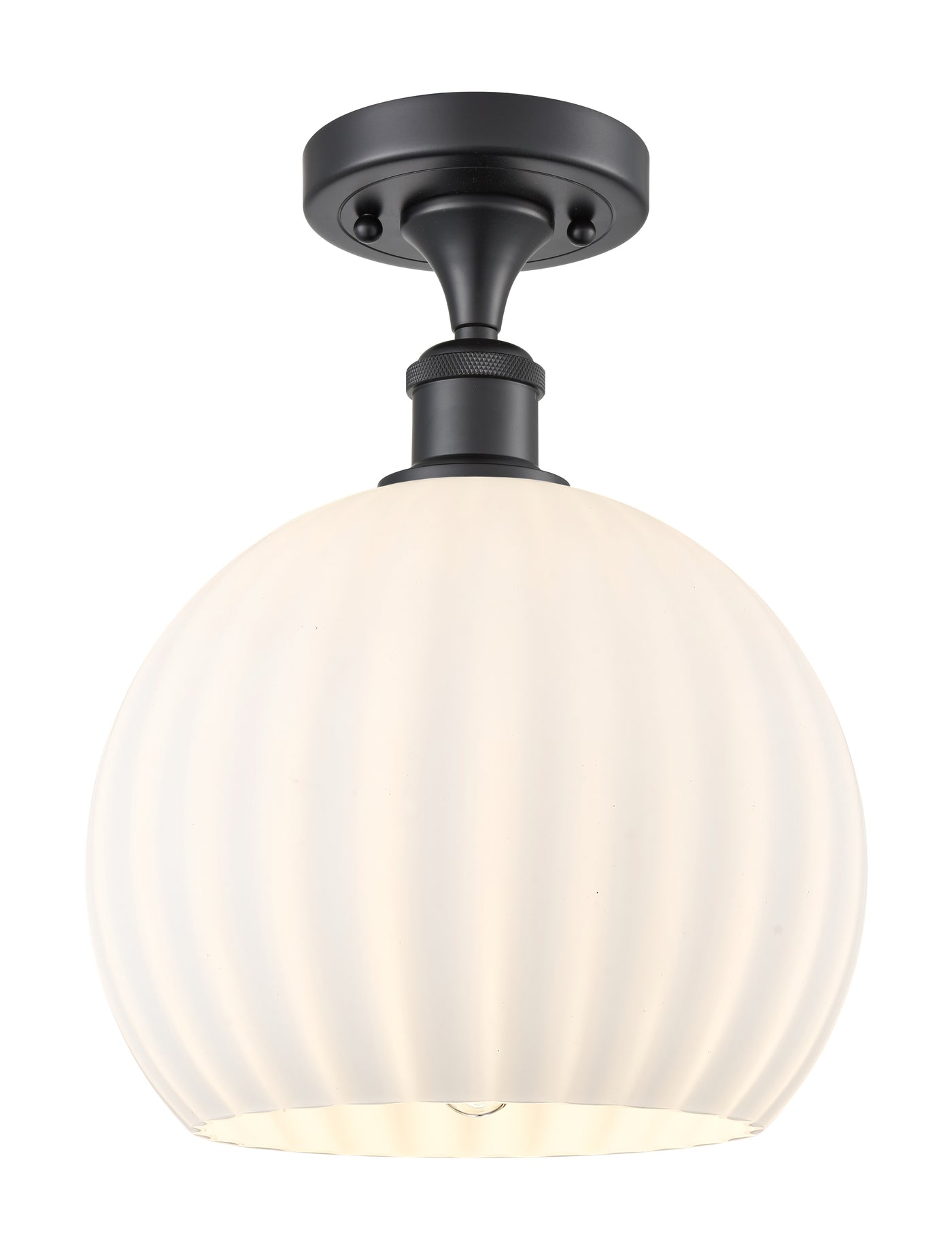 Ballston Semi-Flush Mount White Glass Brass