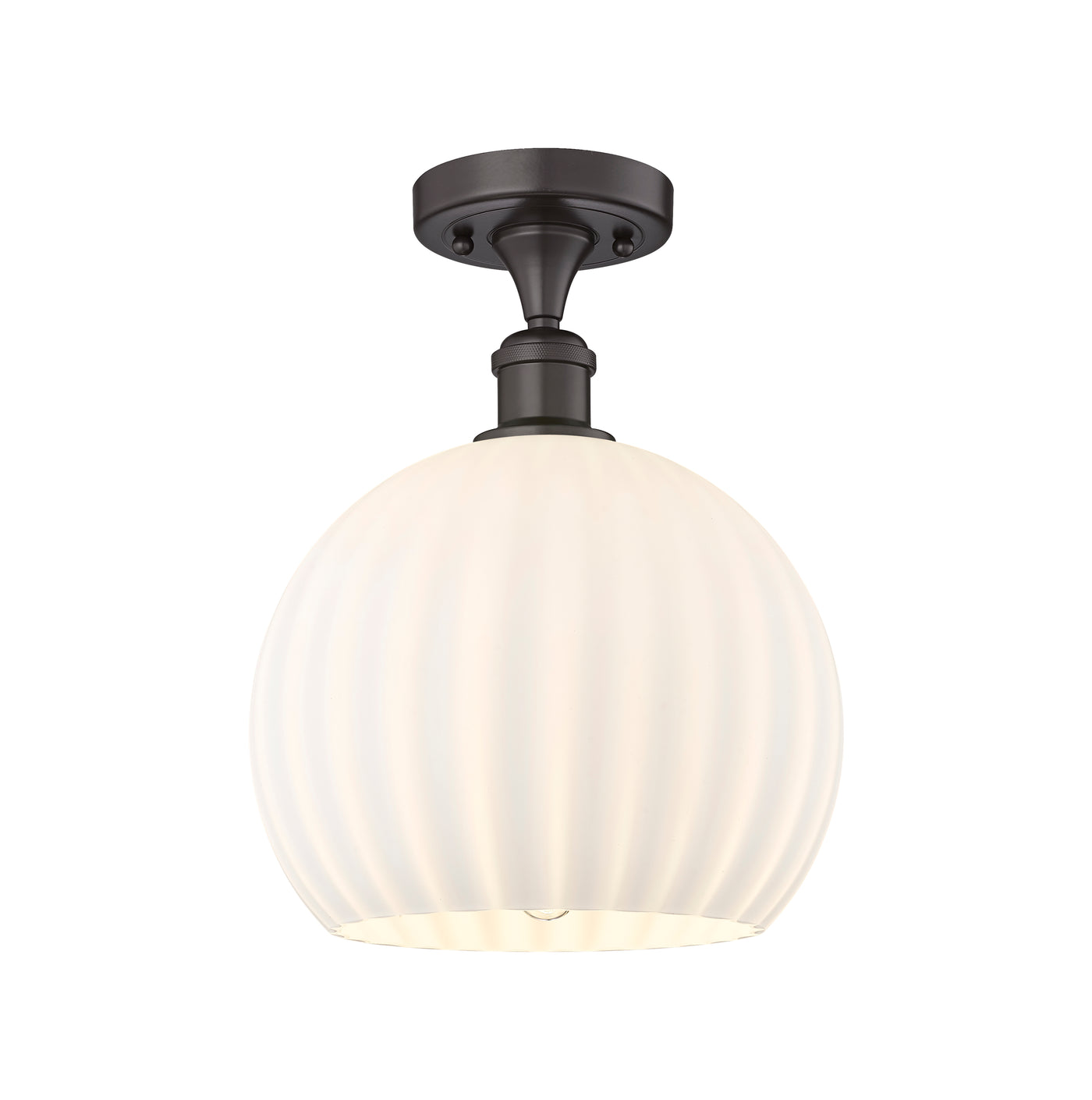 Ballston Semi-Flush Mount White Glass Brass