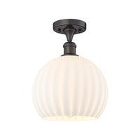 Ballston Semi-Flush Mount White Glass Brass