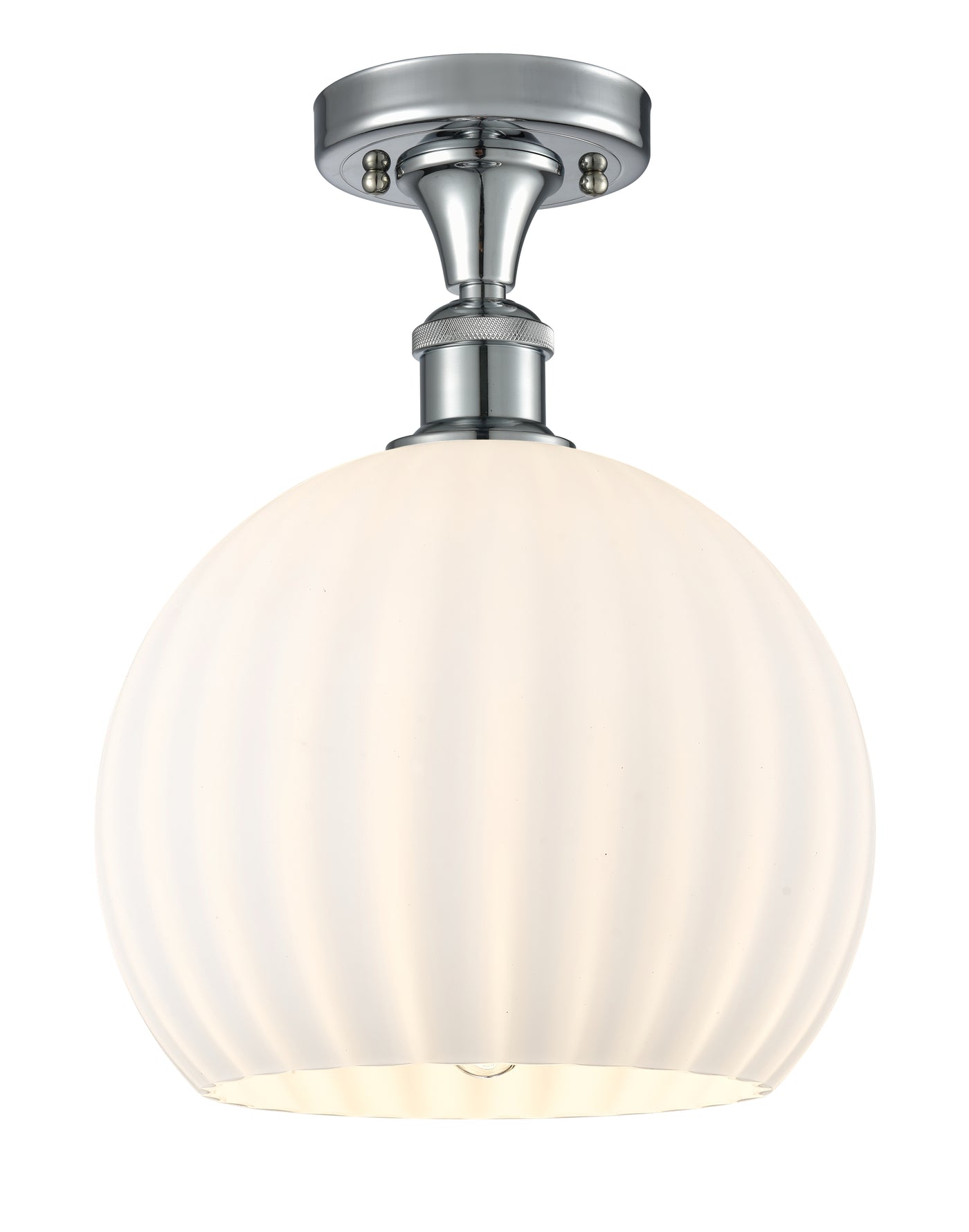Ballston Semi-Flush Mount White Glass Brass
