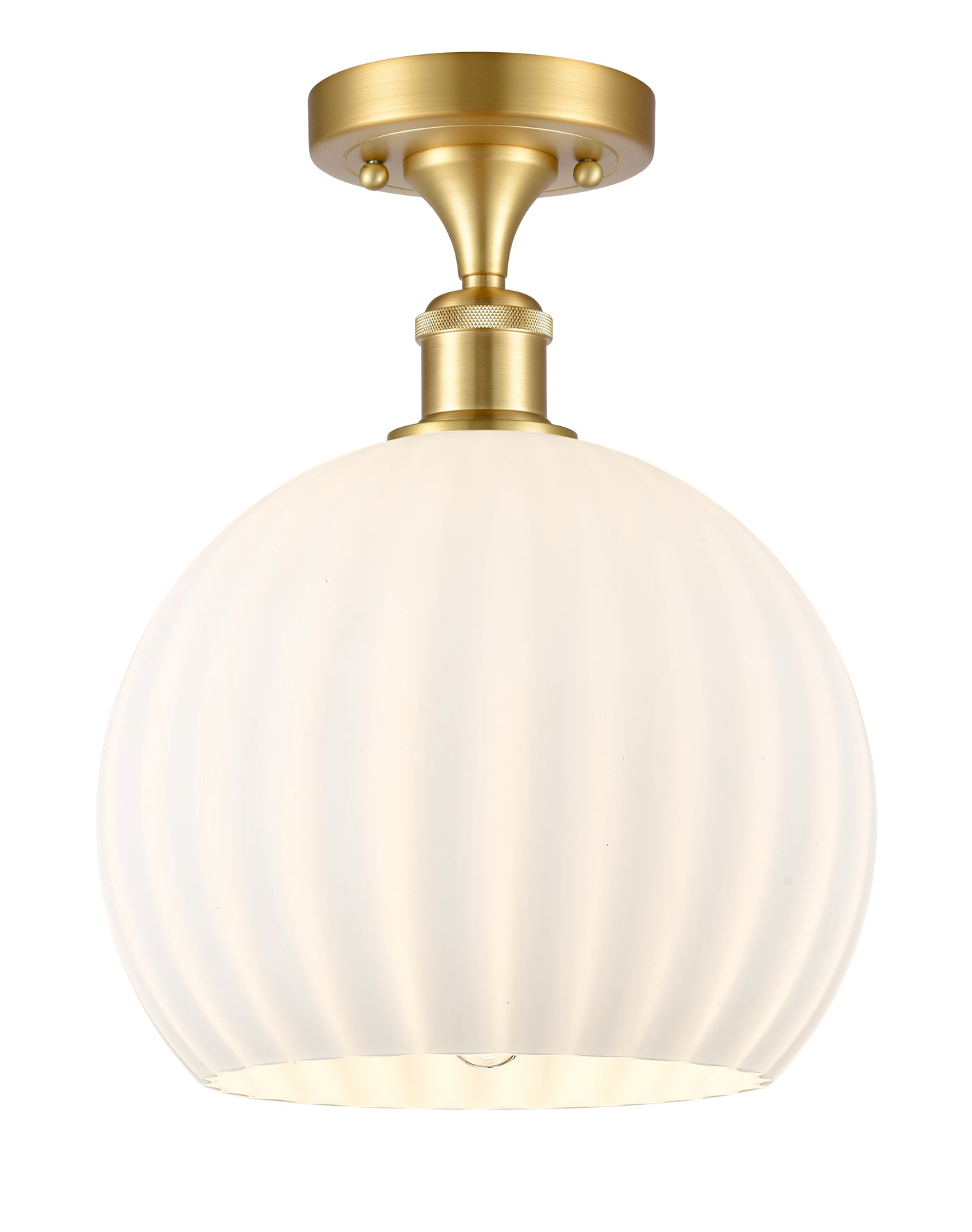 Ballston Semi-Flush Mount White Glass Brass