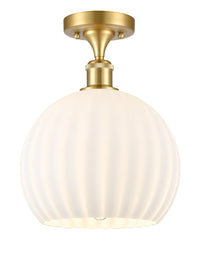 Ballston Semi-Flush Mount White Glass Brass