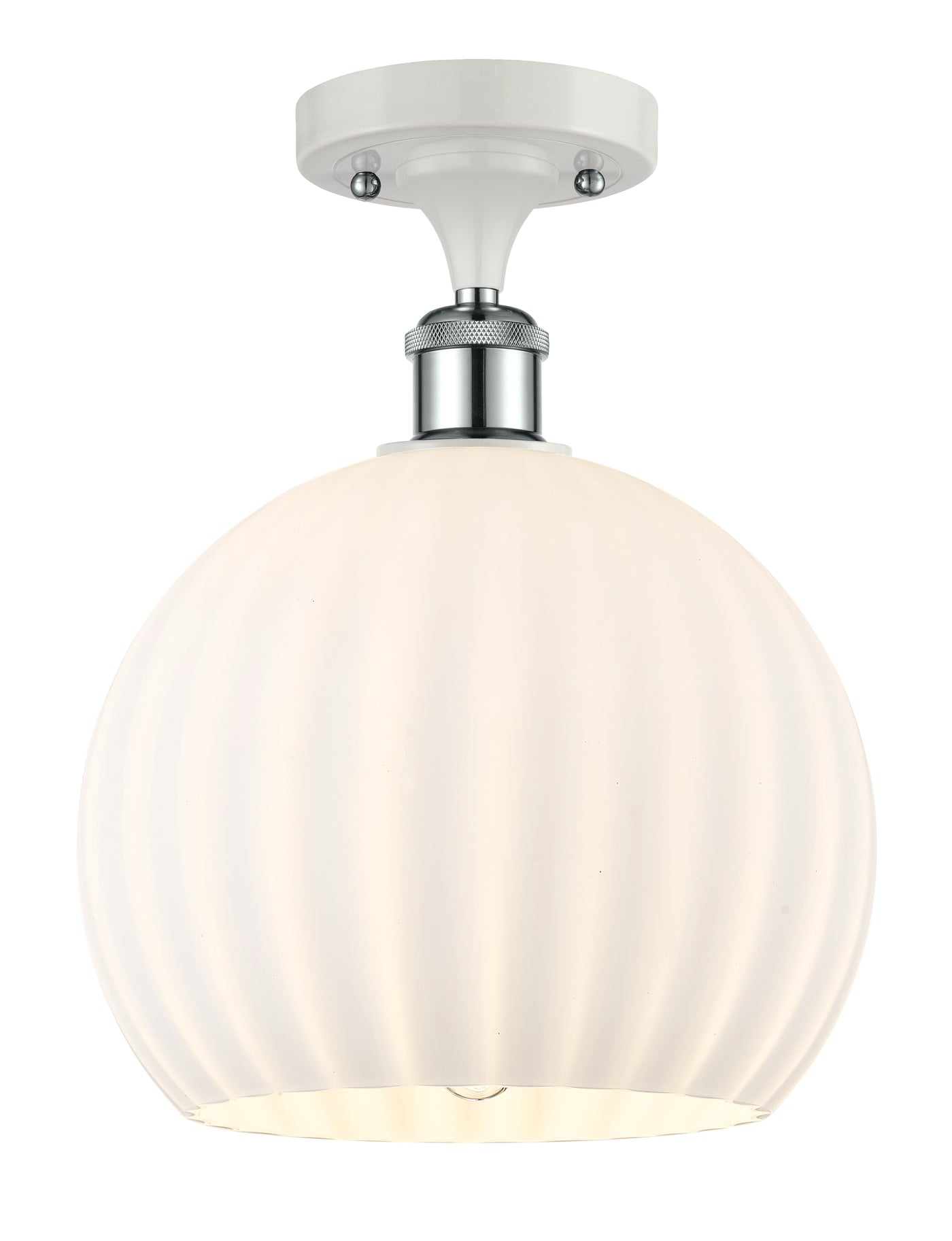 Ballston Semi-Flush Mount White Glass Brass