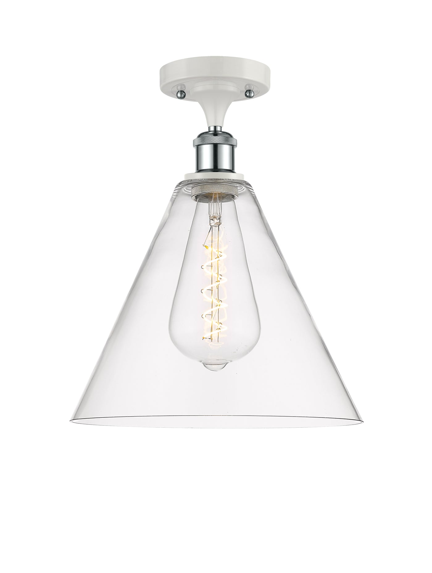 Ballston Semi-Flush Mount White Chrome Brass