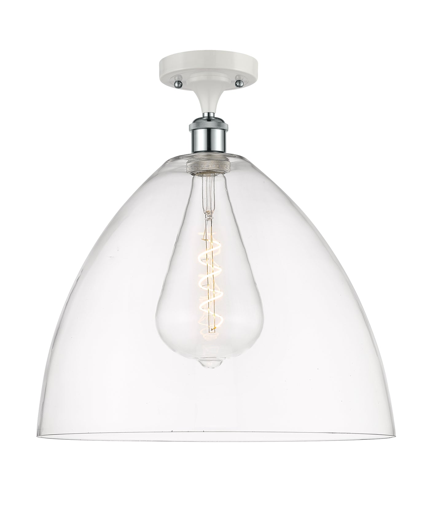 Ballston Semi-Flush Mount White Chrome Brass
