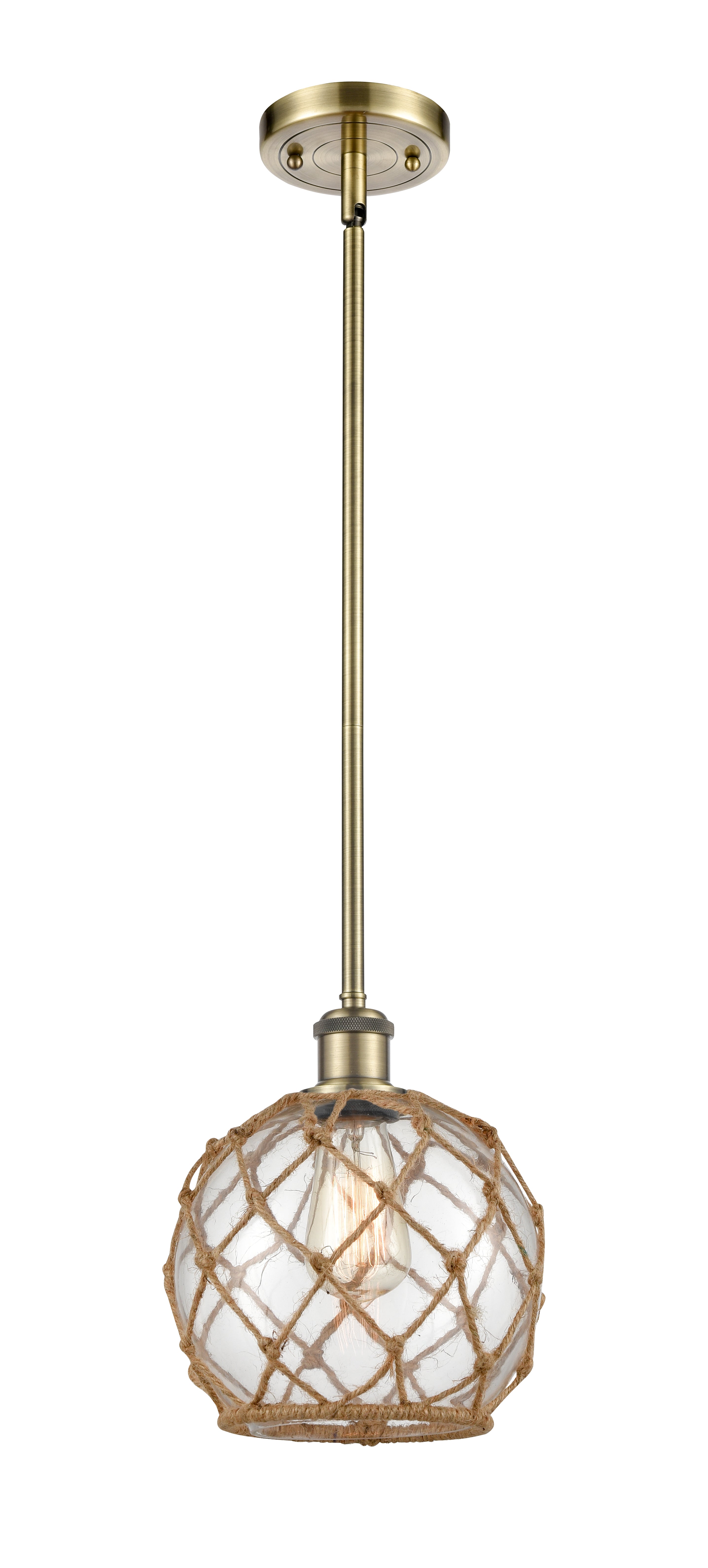 Ballston Mini Pendant Antique Brass 8 Inch