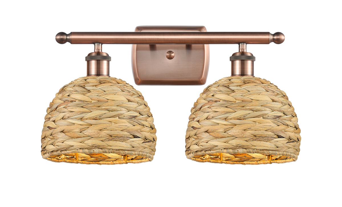 Woven Rattan 18-Inch 2-Light Bath Vanity Light