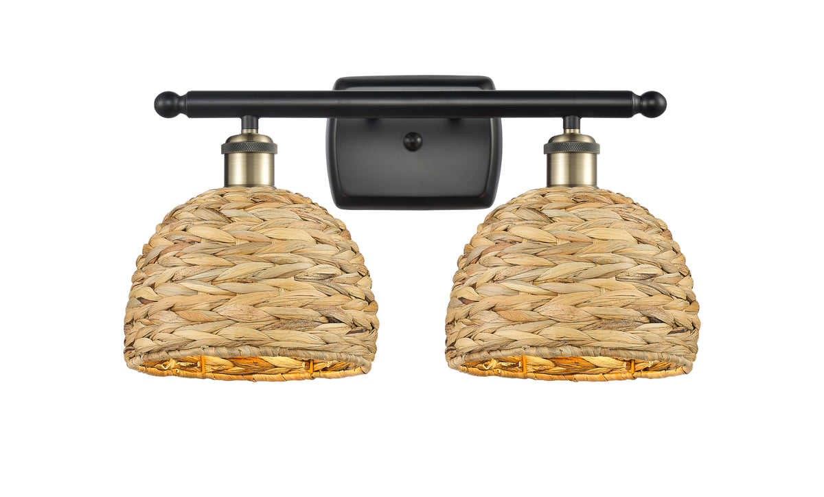 Woven Rattan 18-Inch 2-Light Bath Vanity Light