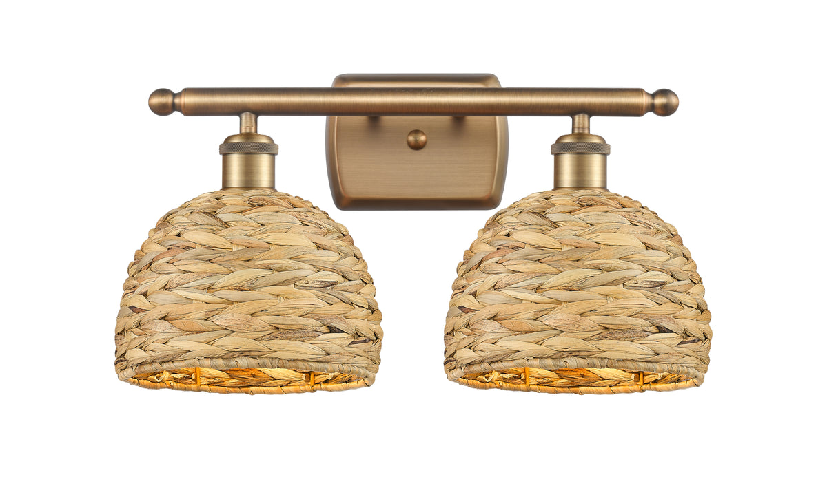 Woven Rattan 18-Inch 2-Light Bath Vanity Light