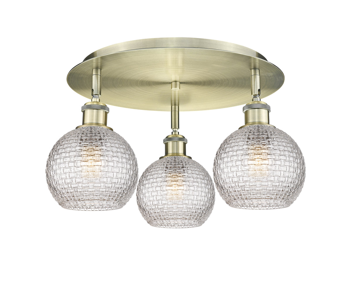 Athens 18-Inch 3-Light Semi-Flush Mount 9.125-Inch High