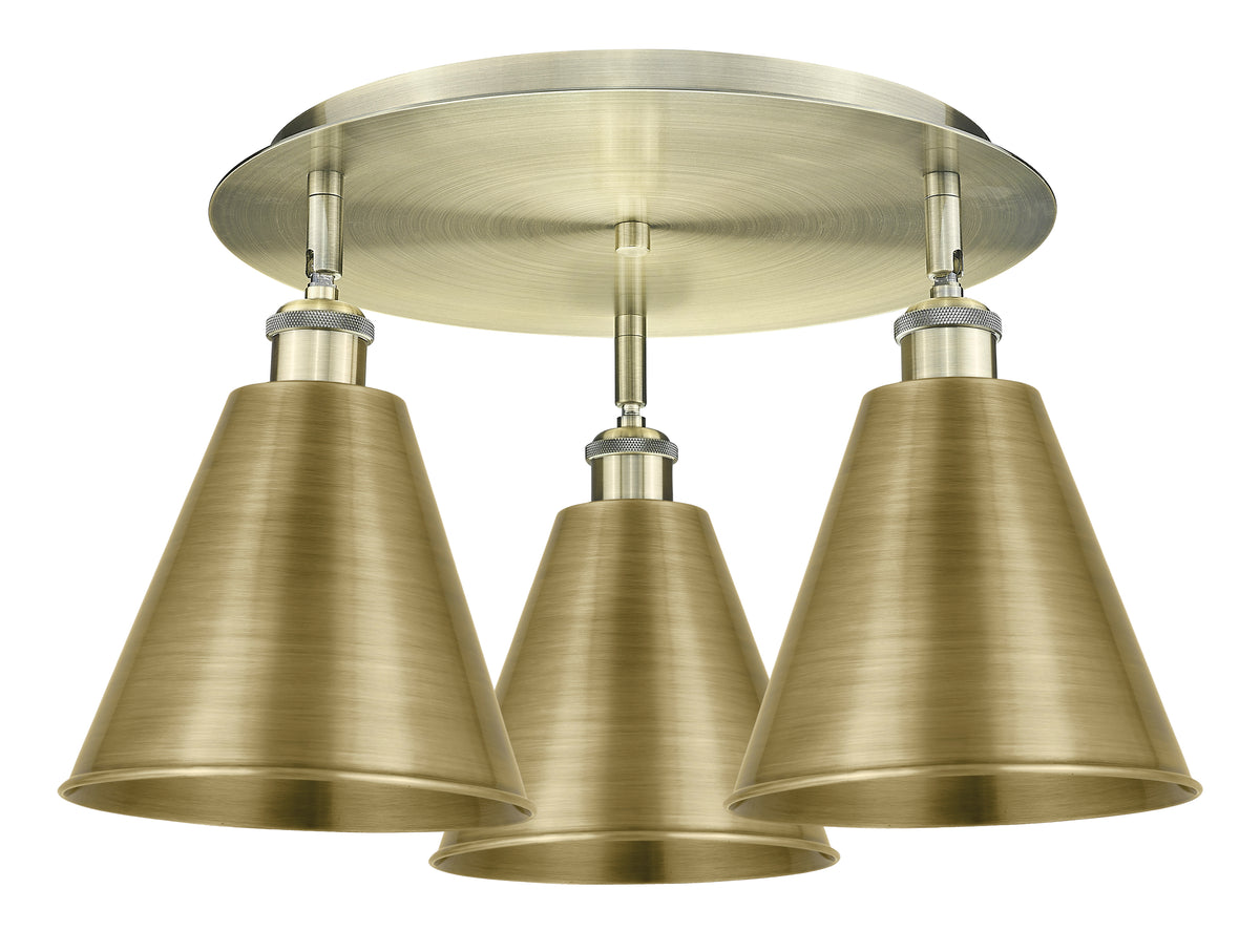 Berkshire Metal 20-Inch 3-Light Semi-Flush Mount