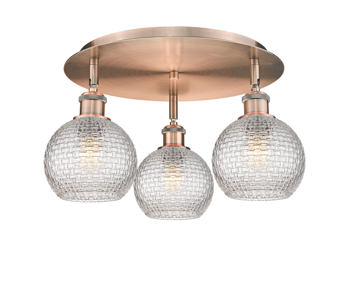 Athens 18-Inch 3-Light Semi-Flush Mount 9.125-Inch High