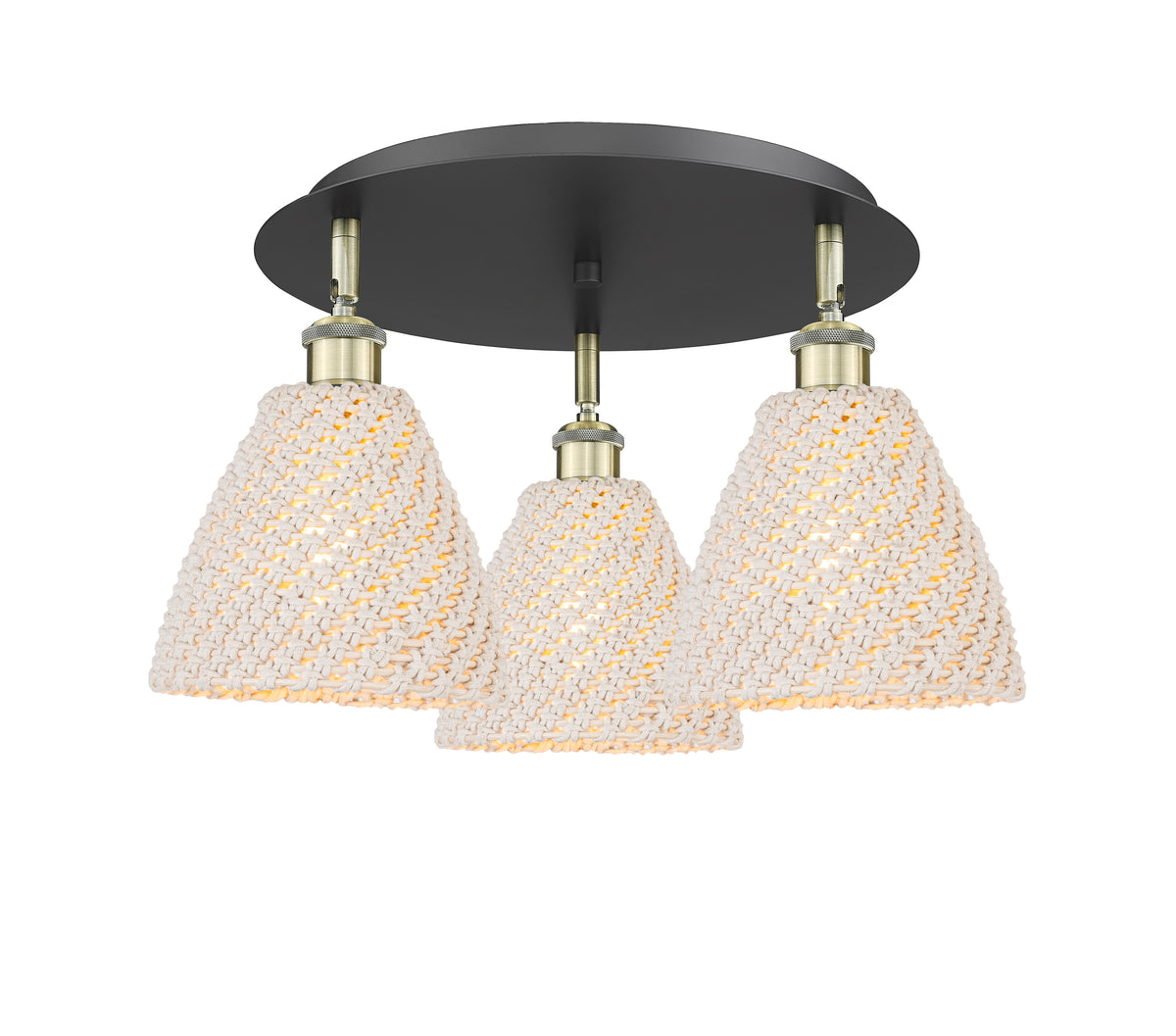 Bristol Natural 8-Inch 3-Light Semi-Flush Mount 11.5-Inch High