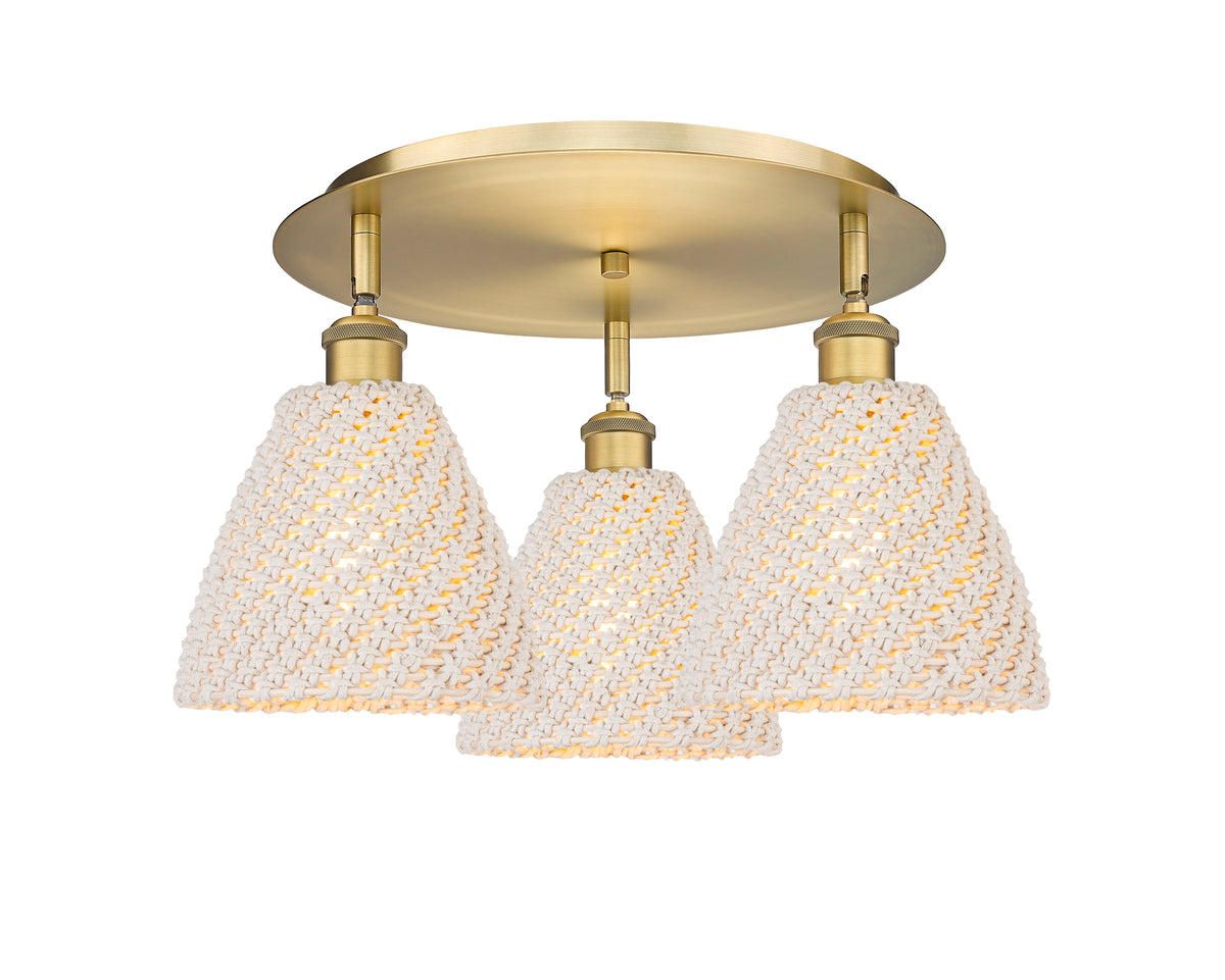 Bristol Natural 8-Inch 3-Light Semi-Flush Mount 11.5-Inch High