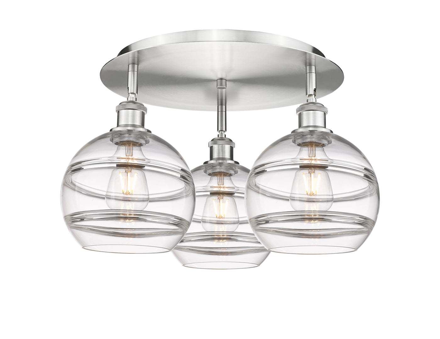 Ballston Semi-Flush Mount Satin Nickel Glass