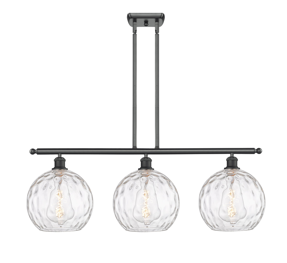 Athens Water Glass 37-Inch 3-Light Stem-Hung Island Light with LED Bulbs